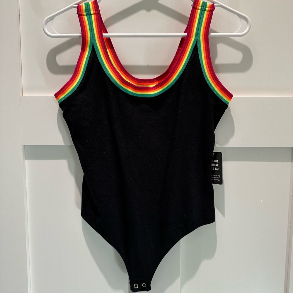 Express Rainbow Strap Bodysuit - M